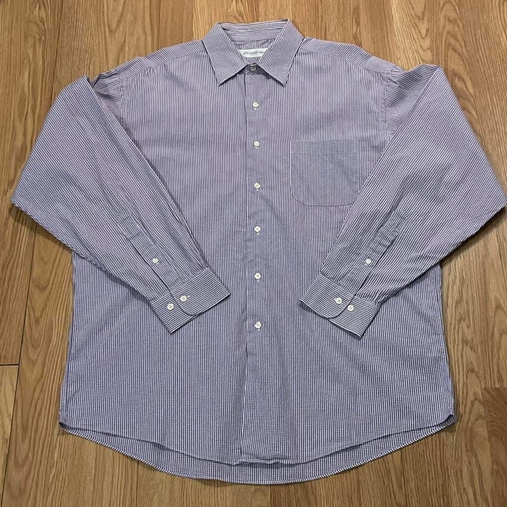 Brooks Brothers Mens 16.5x34/35 Long Sleeve Button Down Shirt Purple Plaid